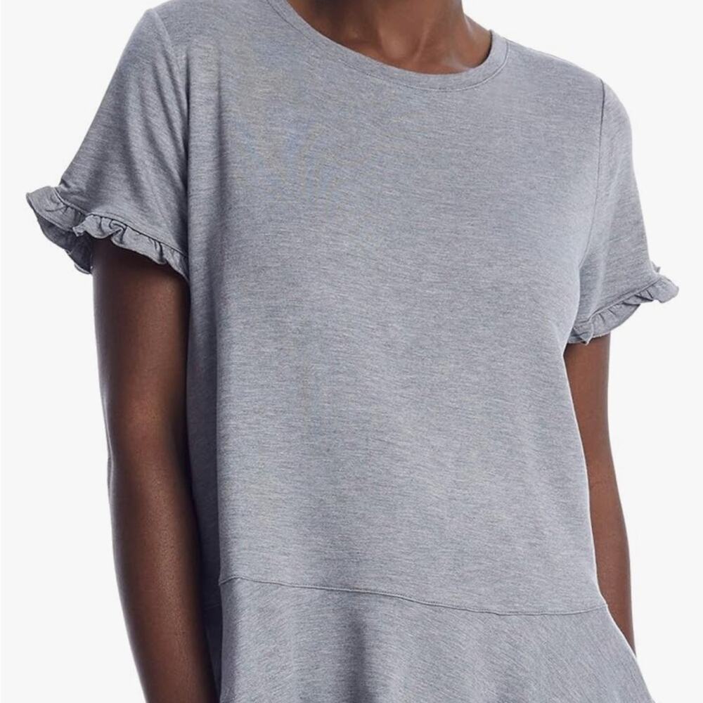 Kate spade gray peplum waist ruffle short sleeve lounge top size s